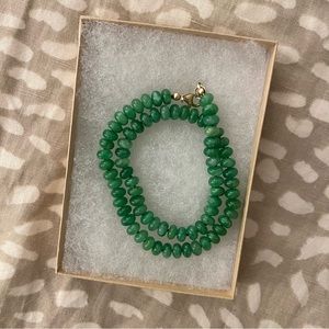 Green gemstone necklace 17” Kelly green gold filled clasp